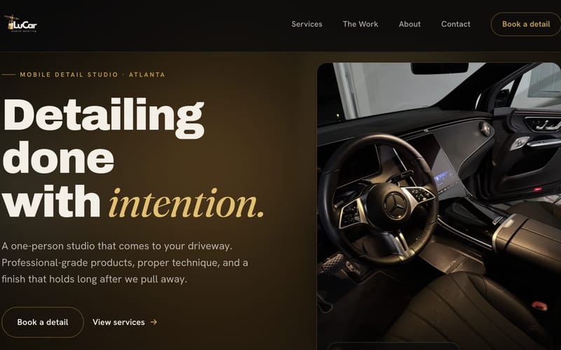 Screenshot of the Owner-operated detailing business · Atlanta, GA website